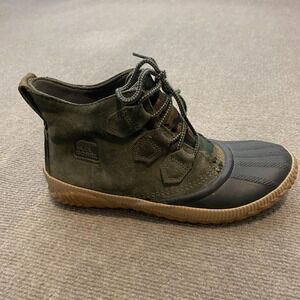 Sorel Out N About Plus Boots Womens Size 8.5 Green Camo Waterproof Ankle Rain